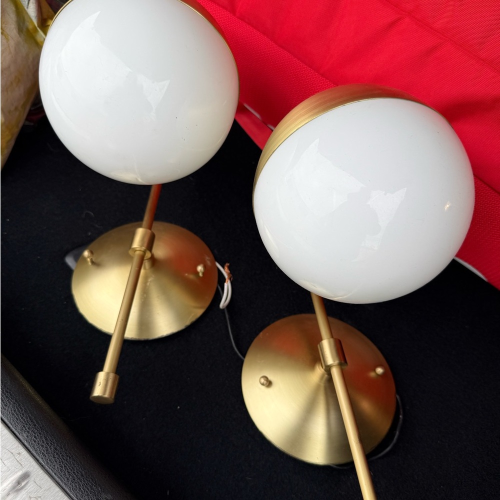 Cedar & Moss Mid-Century Modern Brass Globe Sconces (Pair)